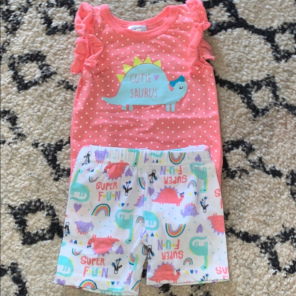 Cutie Saurus onesie and short set